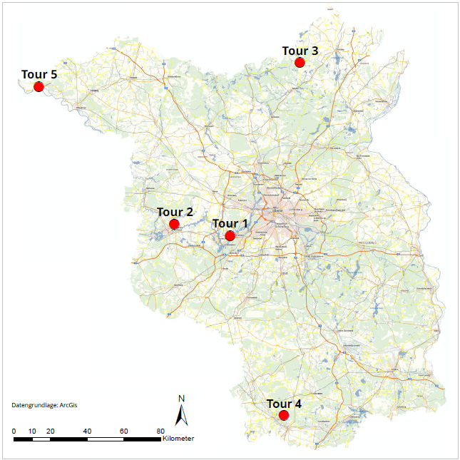 Karte Alleentouren Brandenburg - Routenübersicht Karte Alleentouren Brandenburg - Routenübersicht