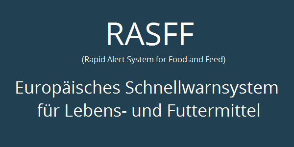 Linkbanner RASAFF Banner mit dem Schriftzug: RASFF Europäisches Schnellwarnsystem für Lebens- und Futtermittel