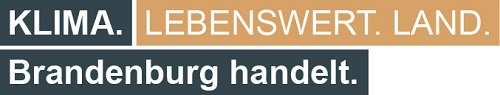 Grafik Claim mit dem Text Klima.Lebenswert.Land. Brandenburg handelt. (© Claudia K. Pfeiffer/Atelier für Grafikdesign)