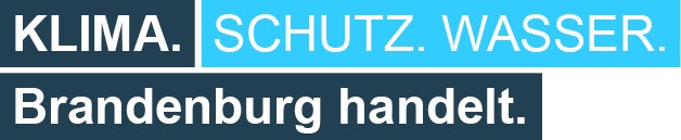 Grafik Claim mit dem Text Klima.Schutz.Wasser. Brandenburg handelt.