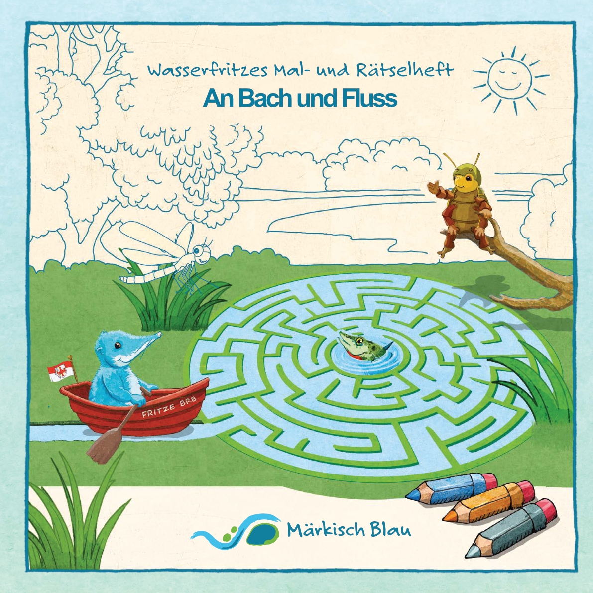 Bild vergrößern (Bild: Titelblatt Wasserfritzes Mal- und Rätselheft - An Bach und Fluss)