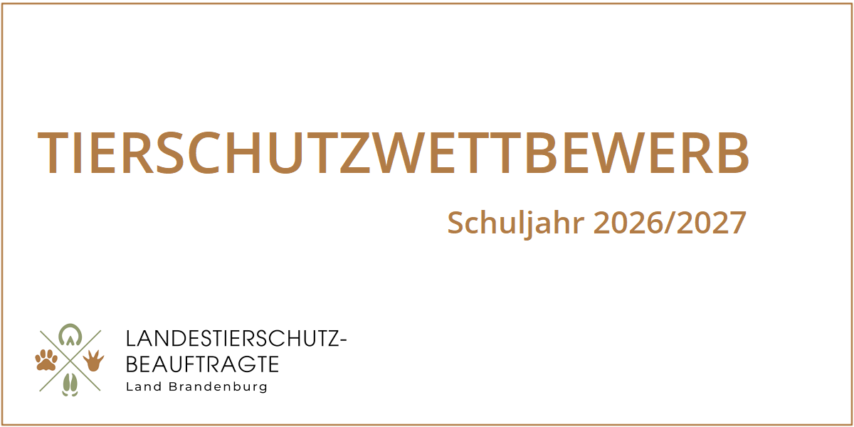 Logo Landestierschutzbeauftragte mit Schriftzug Tierschutzwettbewerb 2026/2027