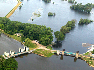 Havelpolder - Wehr bei Quitzöbel - Hochwasser 2013 (Ausschnitt)