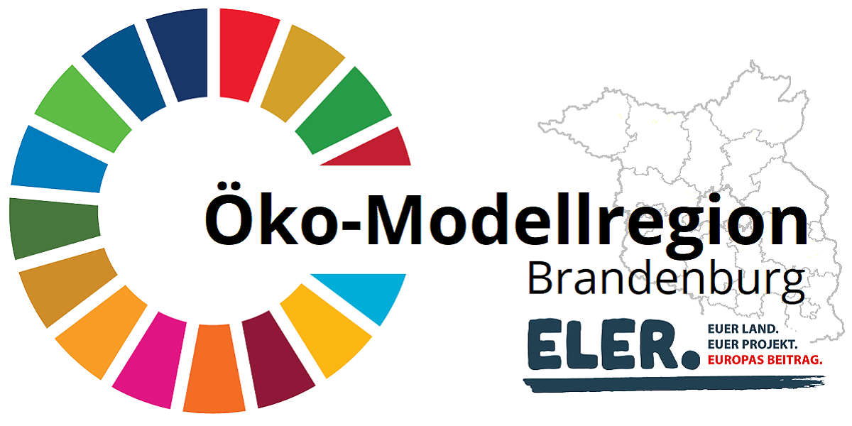 Bild: Logo-Kombination SDC-Kreis mit Schriftzug Öko-Modellregionen Brandenburg und ELER Brandenburg