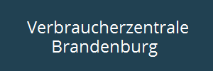 Blau-grauer Hintergrund mit weißem Schriftzug: Verbraucherzentrale Brandenburg