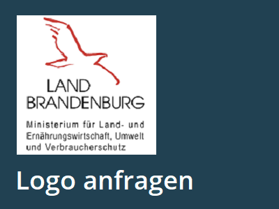 Logo Land Brandenburg mit Schriftzug Ministerium für Land- und Ernährungswirtschaft, Umwelt und Verbraucherschutz darunter in weiter Schrift: Logo anfragen