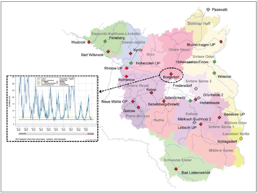 Grafik zur Karte Niedrigwasserwarnsystem