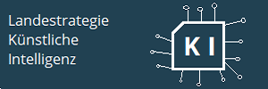 Banner mit Icon und Schriftzug Landesstrategie Künstliche Intelligenz