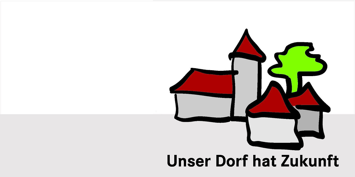 Bild: Wettbewerbslogo Unser Dorf hat Zukunft: Stilisierte Dorfgebäude
