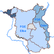 Grafik der Flussgebiete Brandenburgsmit hervorgehobenem Teileinzugsgebiet Elbe Prignitz