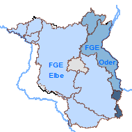 Grafik der Flussgebiete Brandenburgsmit hervorgehobenem Teileinzugsgebiet Lausitzer Neiße