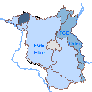 Grafik der Flussgebiete Brandenburgsmit hervorgehobenem Teileinzugsgebiet Stepenitz