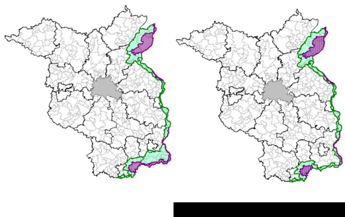 Sperrzone vor und nach der Anpassung