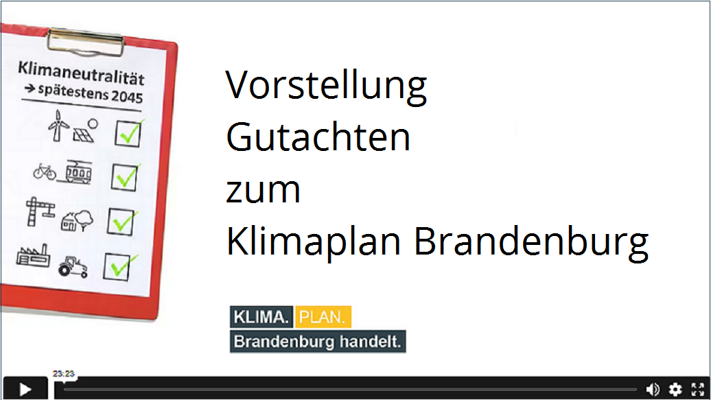 Grafik mit dem Schriftzug: Vorstellung Gutachten zum Klimaplan Brandenburg