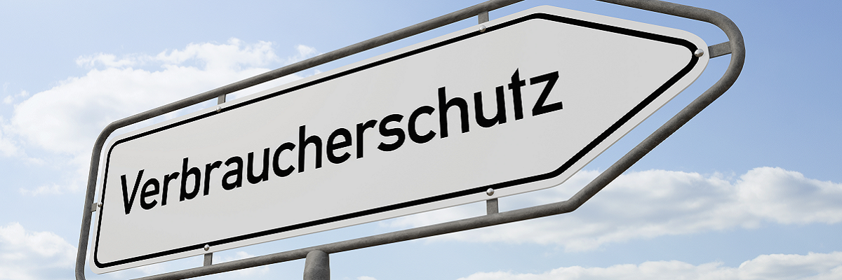 Header Wegweiser Verbraucherschutz Pfeilwegweiser mit der Beschriftung Verbraucherschutz - Pfeilspitze zeigt nach rechts